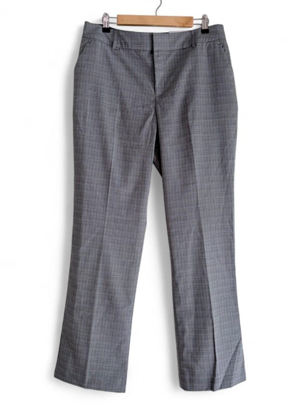 NWT Nine West Gray Mini Plaid Barely Bootcut Pants Size 14